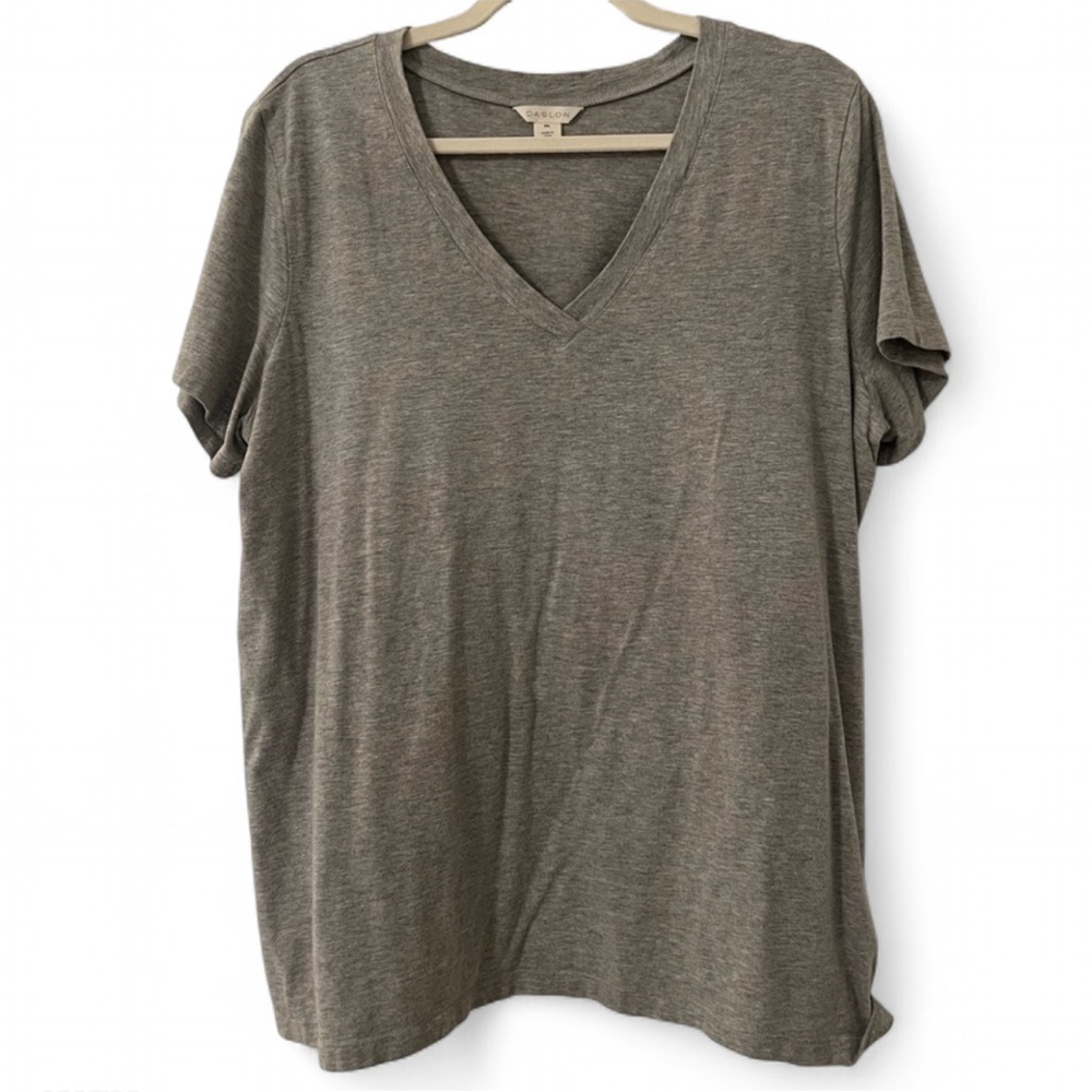 Caslon Relaxed V-Neck T-Shirt Gray XXL - Picture 3 of 7